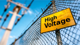 High voltage warning sign at an industrial electrical facility