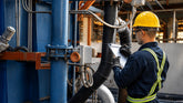 Maintenance technician inspecting industrial equipment
