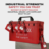 10 Pack Red Keyed Alike Lockout Tagout Padlocks, Loto Locks Anti-Corrosion Cylinder Safety locks, 1 Key Each, Nylon Body, Key-Retaining Design, Stainless Steel Shackle, EN/FR/ES Labels
