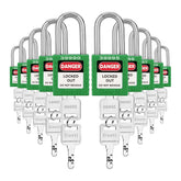 Lockout Tagout Safety Padlocks, 10-Pack, Keyed Different, 2 Keys per Lock