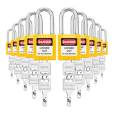 Lockout Tagout Safety Padlocks, 10-Pack, Keyed Different, 2 Keys per Lock
