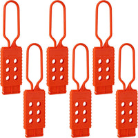 Nylon Hasp Lockout Tagout Hasps, 6 Pack, 6 Holes, Non Conductive 7.4 Inch One-Piece Design Holds Up to 6 Personal Padlocks for Group Maintenance on Switches, Valves and Plug Lockouts