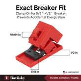 Clamp-On Circuit Breaker Lockout, Large 3 Pack, 480/600V Electrical Breaker Lock For Up To 1-1/2 In Wide and 1/2 In Thick; Non-Conductive Nylon Body, Tool-Free Stainless Steel Screw