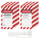 Lock Out Tag Out Tags with Zip Ties, 50 Pack Danger Loto Tags | PVC-Free Polyester Lockout Tagout, Do Not Operate Warning and Writable Fields for Equipment Repair and Maintenance Records（副本）