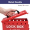 Lockout Tagout Group Lock Box, 12 Locking Holes, Loto Box Red Steel Construction With Hinged Cover, Locking Clasp, Key Drop Slot For Portable Group Energy Control During Maintenance