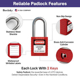 Electrical Lockout Tagout Kit, 3 Keyed Different Safety Padlocks Professional LOTO Kit with 3 Keyed-Different Locks, Group Hasps, Tags and Accessories for Electrical Maintenance Safety