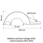 Medium and low voltage knife switch lockout 4031