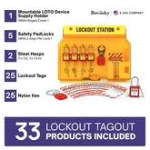 Lockout Tagout Station with Loto Devices - 5 Safety Padlocks, 2 Hasps, 25 Lockout Tags, 25 Nylon Ties, Lockout Tagout Kit Board for OSHA Compliance, 7052