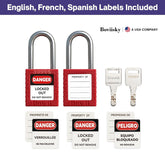 Electrical Lockout Tagout Kit, 3 Keyed Different Safety Padlocks Professional LOTO Kit with 3 Keyed-Different Locks, Group Hasps, Tags and Accessories for Electrical Maintenance Safety