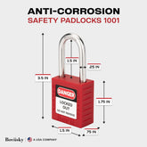 Lockout Tagout Safety Padlocks, 10-Pack, Keyed Different, 2 Keys per Lock