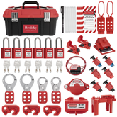 BOVIISKY Electrical Lockout Tagout Kit, 6 Keyed Different Safety Padlocks  Hasps, 6 Safety Padlocks, Clamp on and Universal Multipole Circuit Breaker Lockouts - Pole Breaker with Tool Box