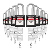 Lockout Tagout Safety Padlocks, 10-Pack, Keyed Different, 2 Keys per Lock