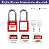 Lockout Tagout Station with Loto Devices - 5 Safety Padlocks, 2 Hasps, 25 Lockout Tags, 25 Nylon Ties, Lockout Tagout Kit Board for OSHA Compliance, 7052