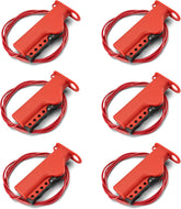 Adjustable Cable Lockout, 8 ft Steel Cable, 4 Lock Points, 6 Pack Nylon Body and Vinyl Coated Steel Cable for Group Handheld Lockout Tagout of Valves, Breakers and Energy Isolation Points