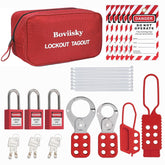 Electrical Lockout Tagout Kit, 3 Keyed Different Safety Padlocks Professional LOTO Kit with 3 Keyed-Different Locks, Group Hasps, Tags and Accessories for Electrical Maintenance Safety
