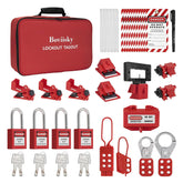 Electrical Lockout Tagout Kit Loto, Circuit Breaker Lockout Kit Complete Electrical LOTO Kit with 4 Keyed-Different Locks, Breaker Lockouts, Plug Lockout, Hasps, Tags & Portable Storage Bag