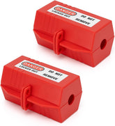 BOVIISKY Ball Valve Lockout, 1/2 to 2-1/2", 1 Pack with Safety Padlock Adjustable Red ABS device with double-row lock holes, tool-free water shutoff valves and irrigation lines, 2 keys different
