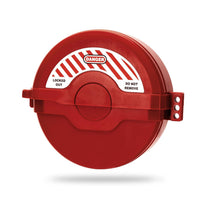 Gate Valve Lockout Device, 5 to 6-1/2 in Handles, 3 Lock Holes Red ABS Outdoor Faucet Lock With Removable Center For Large Industrial Water, Gas And Process Shutoff Valves In Maintenance