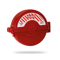 Gate Valve Lockout, 1 to 2-1/2 in Dia Handles, 2 Padlock Holes Red ABS Outdoor Faucet Lock With Removable Center For Water Spigots, Gas And Propane Shutoff Valves Prevent Unauthorized Use
