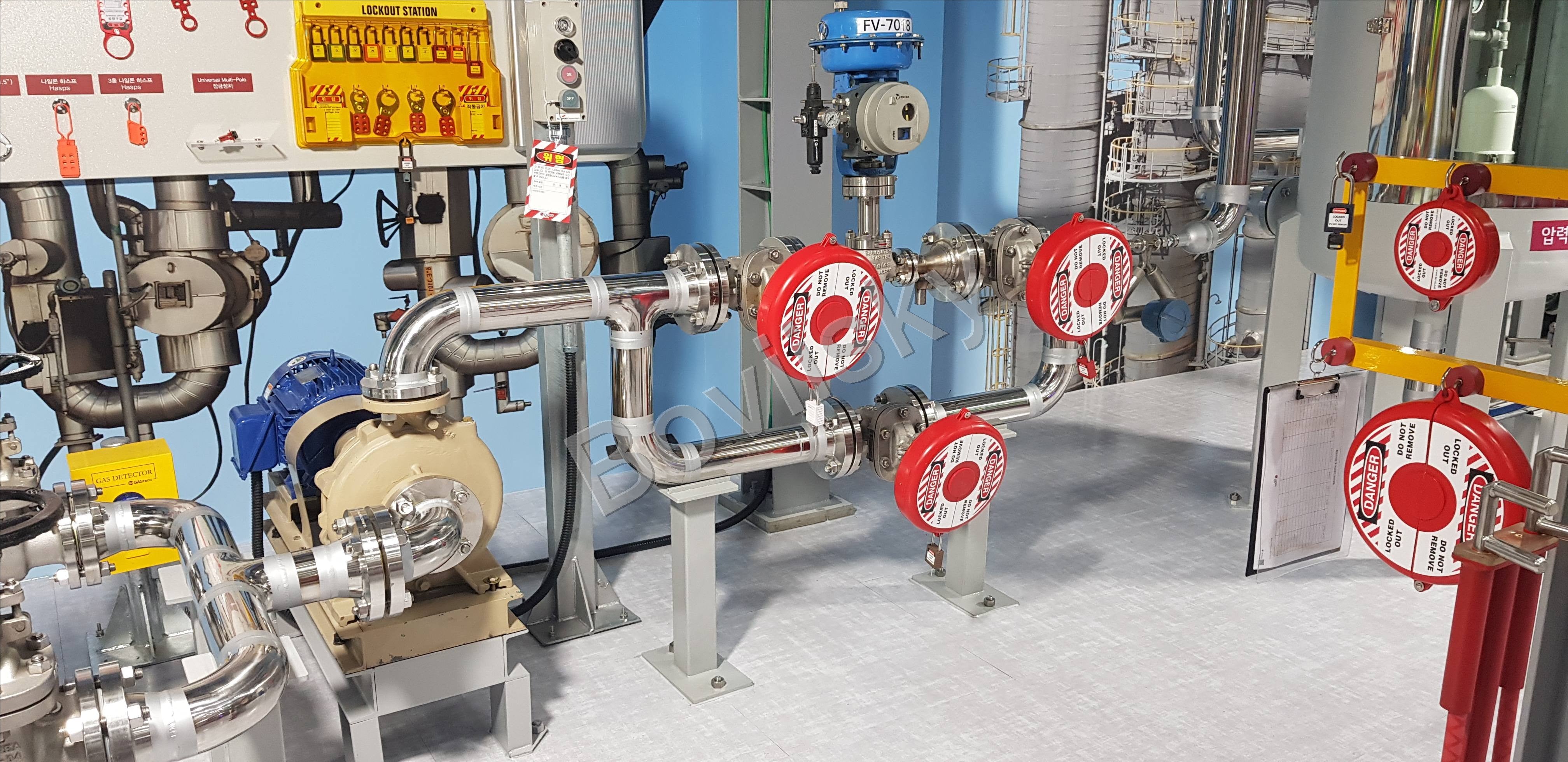 LOTO valve lockout applications in a Korean training facility