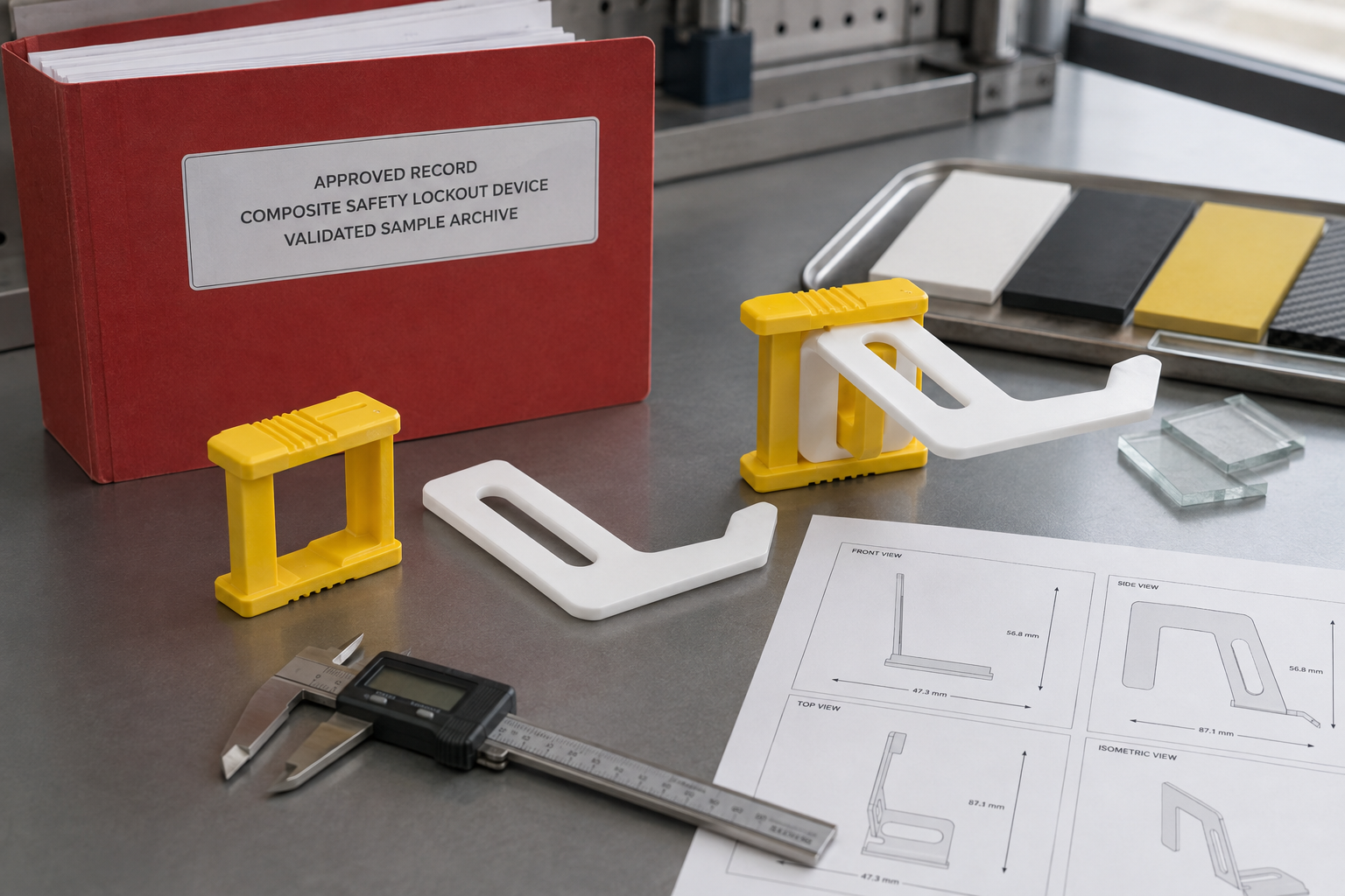 Build & check the sample — A custom cabinet-handle lockout assembly