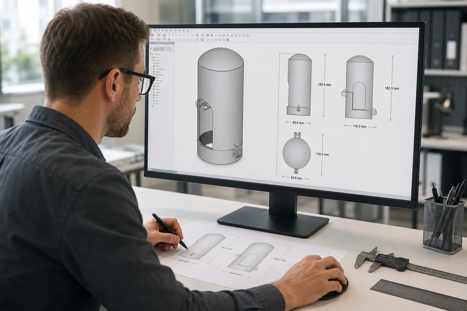 Develop Design Drawings — A custom cylinder valve protector